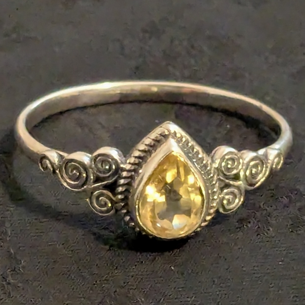 ๐ Solid Sterling Silver 925 Ring Genuine Citrine Ring Size 10.25 - Picture 5 of 8
